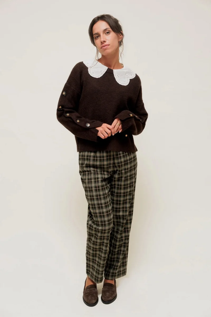 CELIANE - Pantalon Droit à Carreaux motif Tartan