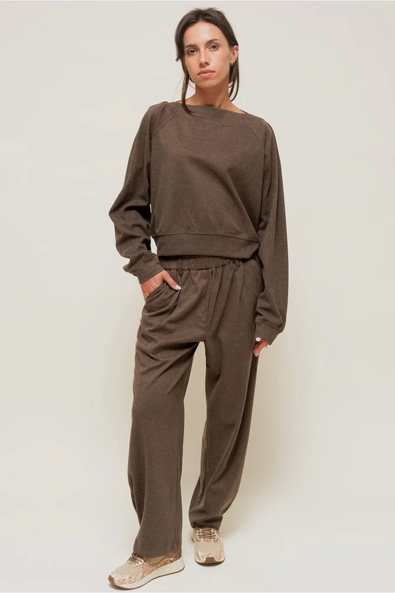 SELORIAH - Pantalon Coupe Large en Maille Sweat