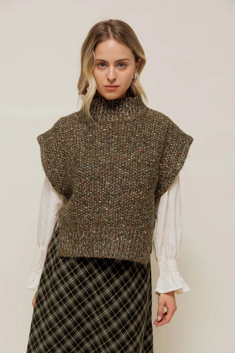 ISALINEY - Pull Sans Manches Col Haut