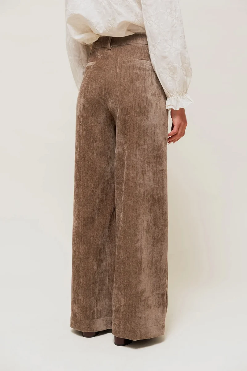 LYSORA - Pantalon Large effet Velours