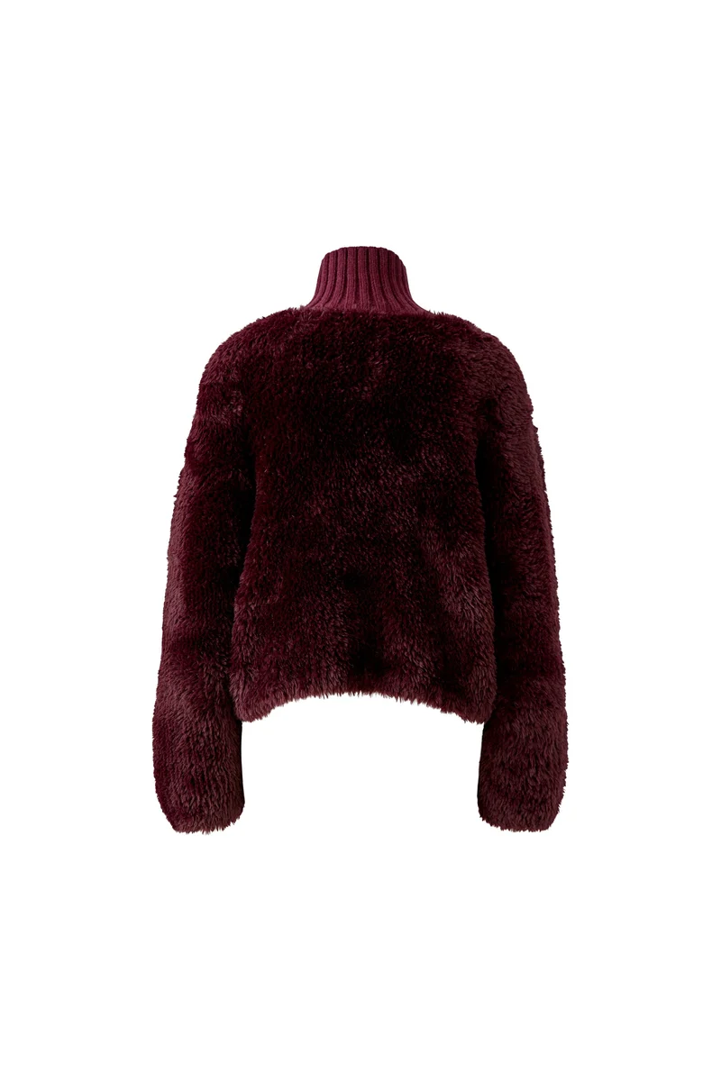 Veste duveteuse à col montant côtelé