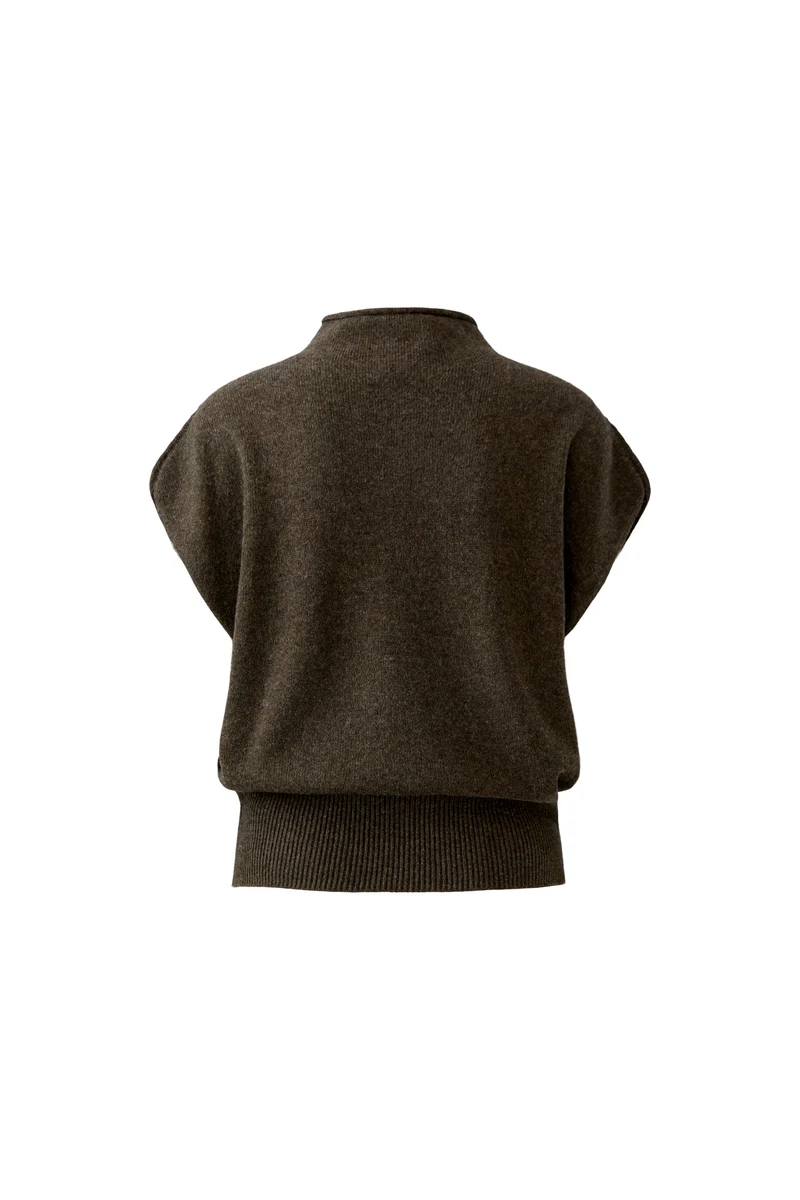 Pull sans manches à col montant