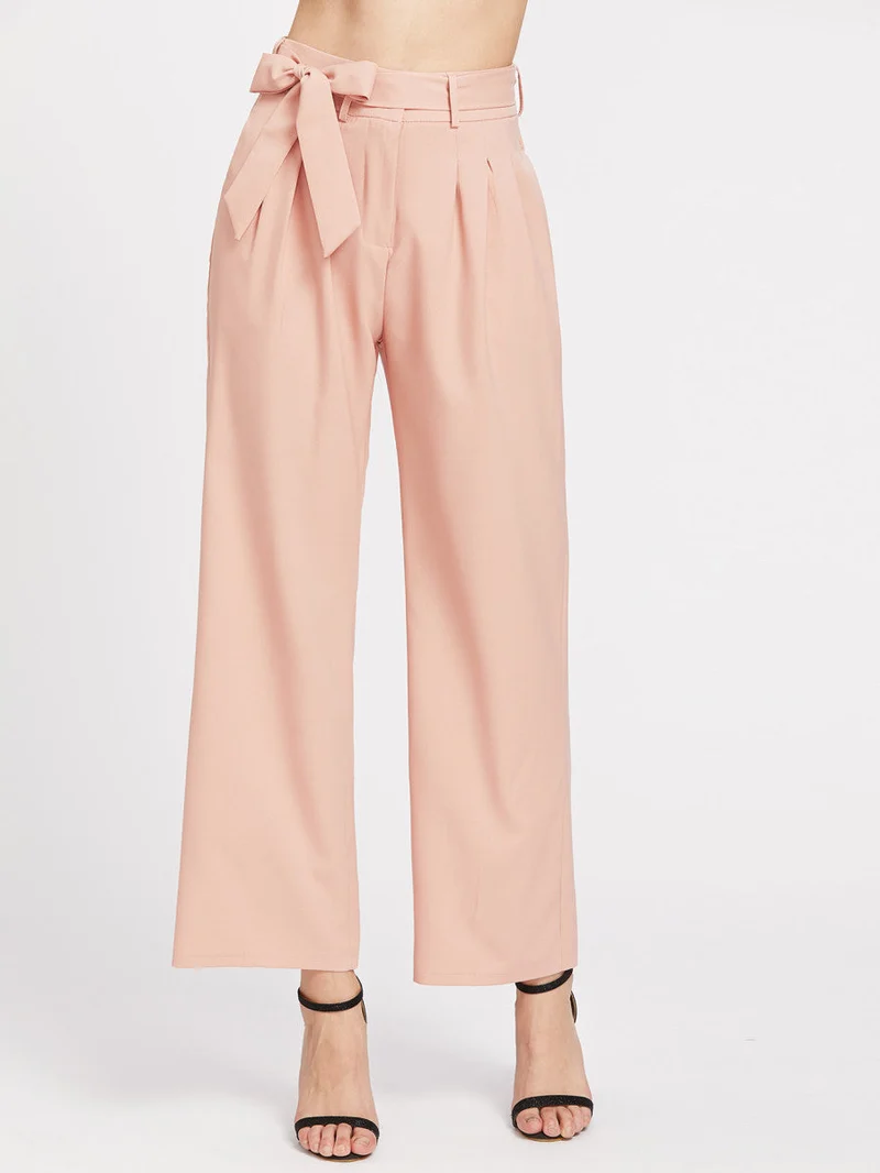 Self Tie Waist Wide Leg Pants