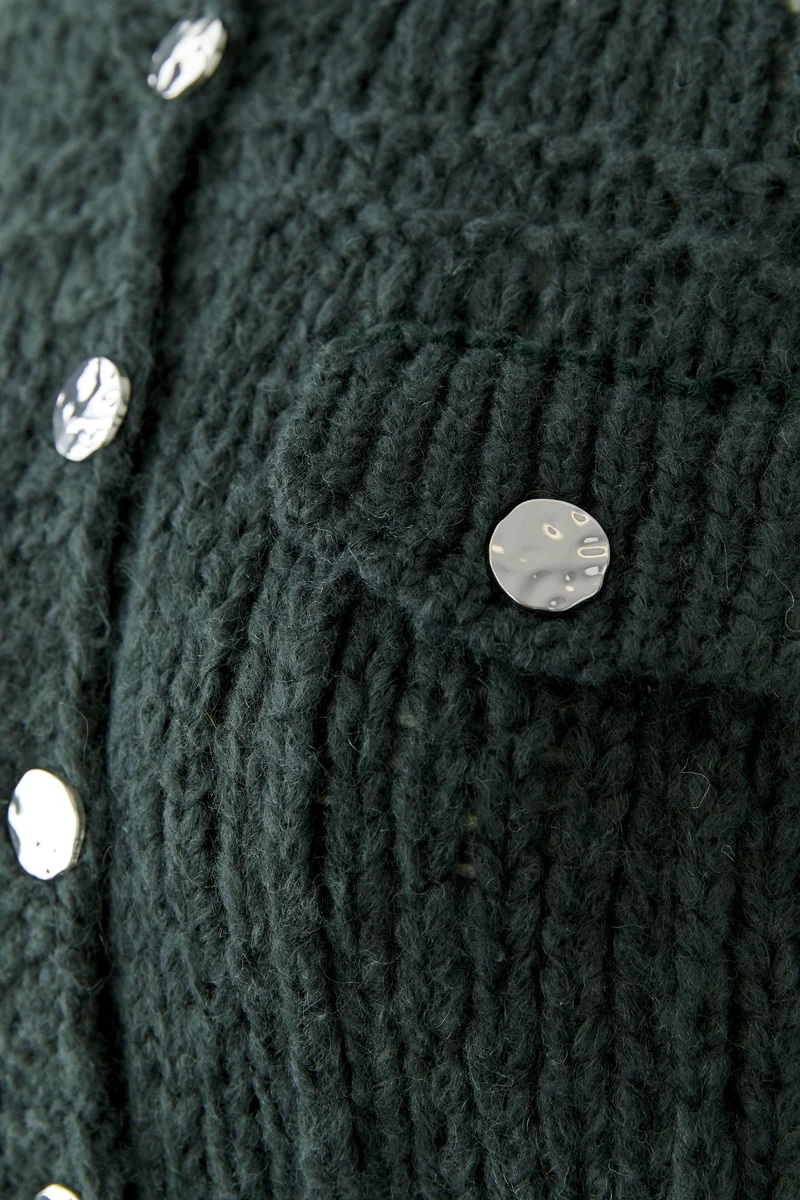 Cardigan texturé à manches volumineuses