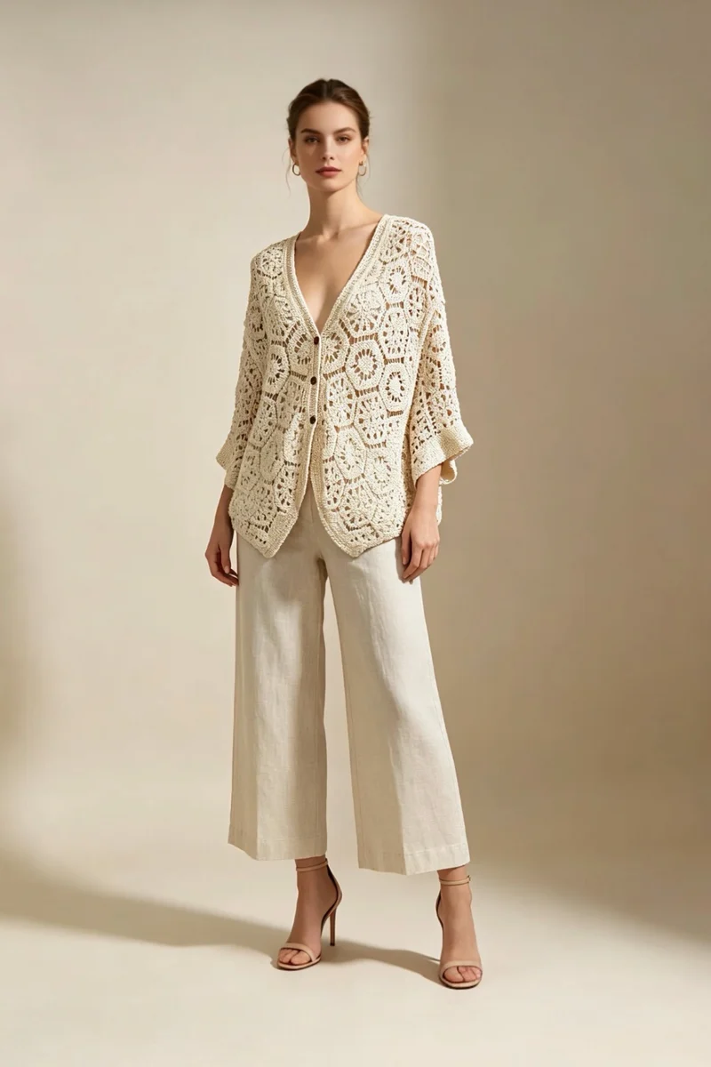 Gilet mi-long Crochet