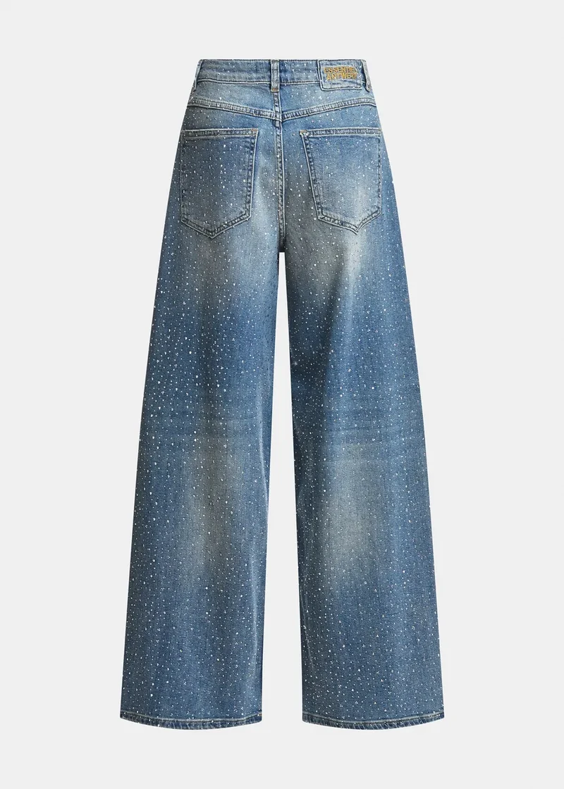 Jeans à jambes larges à strass Kactus