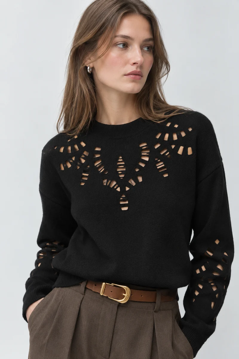 Pull à motifs ajourés graphiques Perika