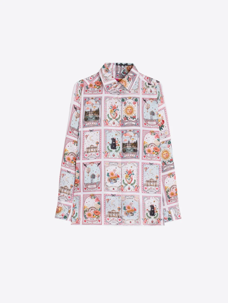 Chemise à imprimé de cartes illustrées