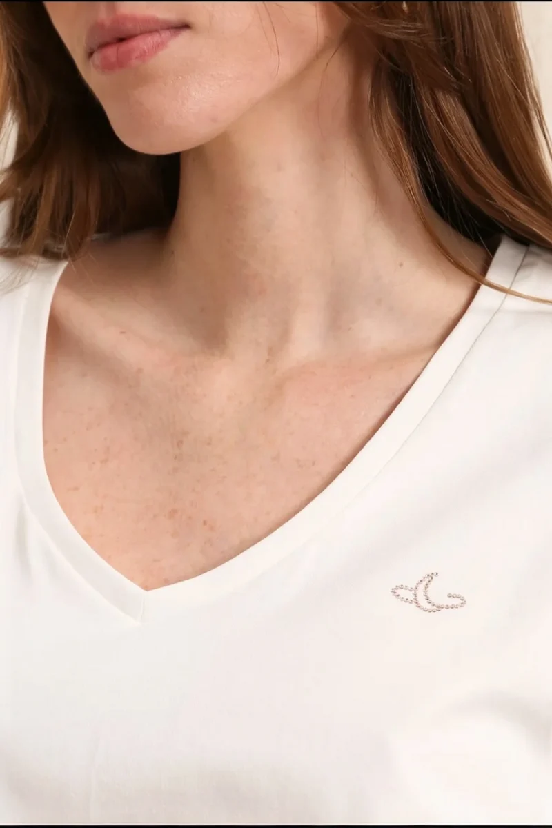 T-SHIRT BLANC COL V