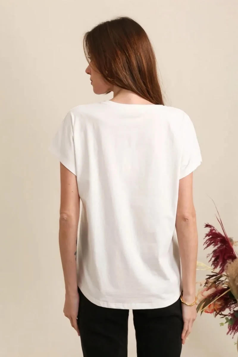 T-SHIRT BLANC COL V