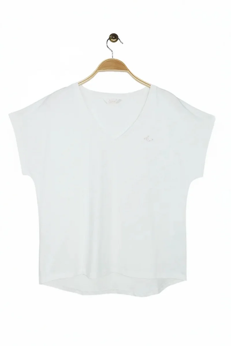 T-SHIRT BLANC COL V