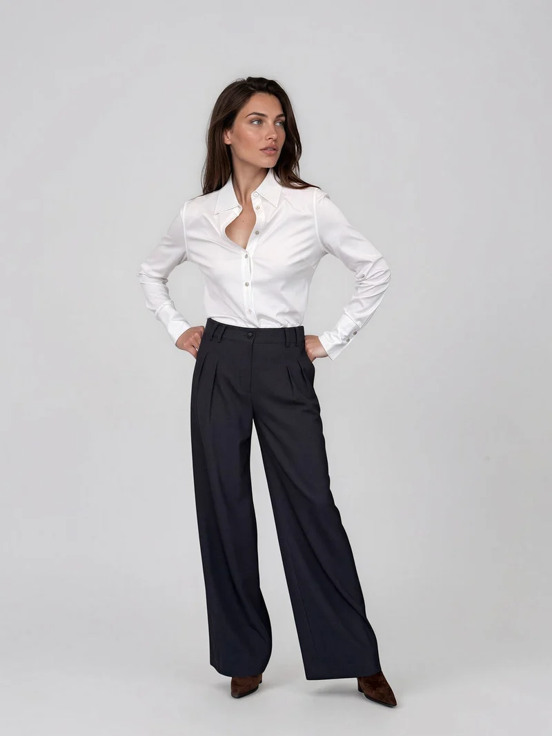 Pantalon tailleur ample à plis Dana