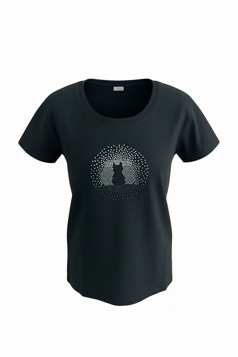 T-SHIRT CHAT STRASS