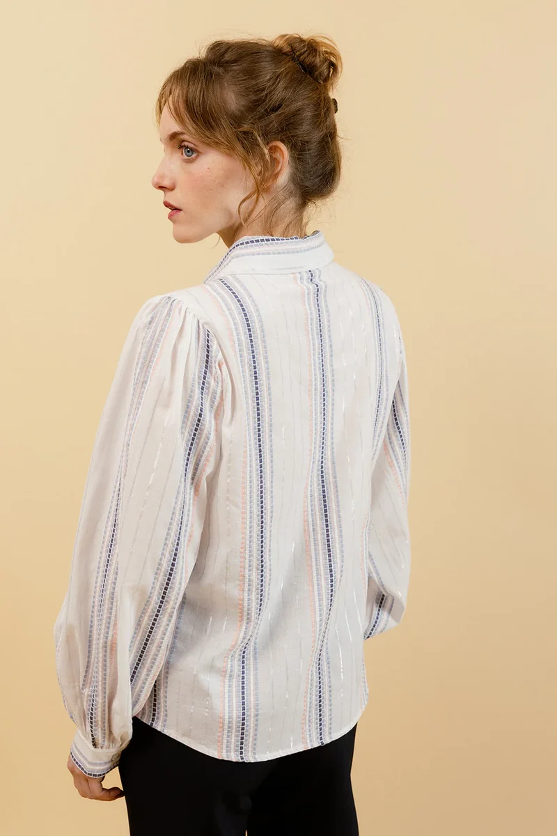 CHARLIE - Chemise Blanche à Rayures Brodées