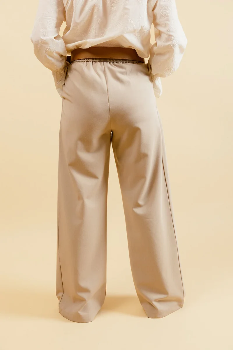 OPHELIE - Pantalon Habillé Beige Taille Haute