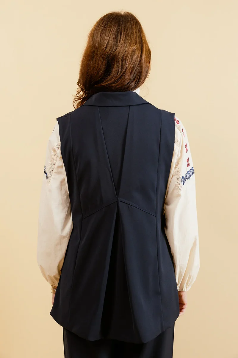 ANAE - Blazer Marine Long Sans Manches Uni