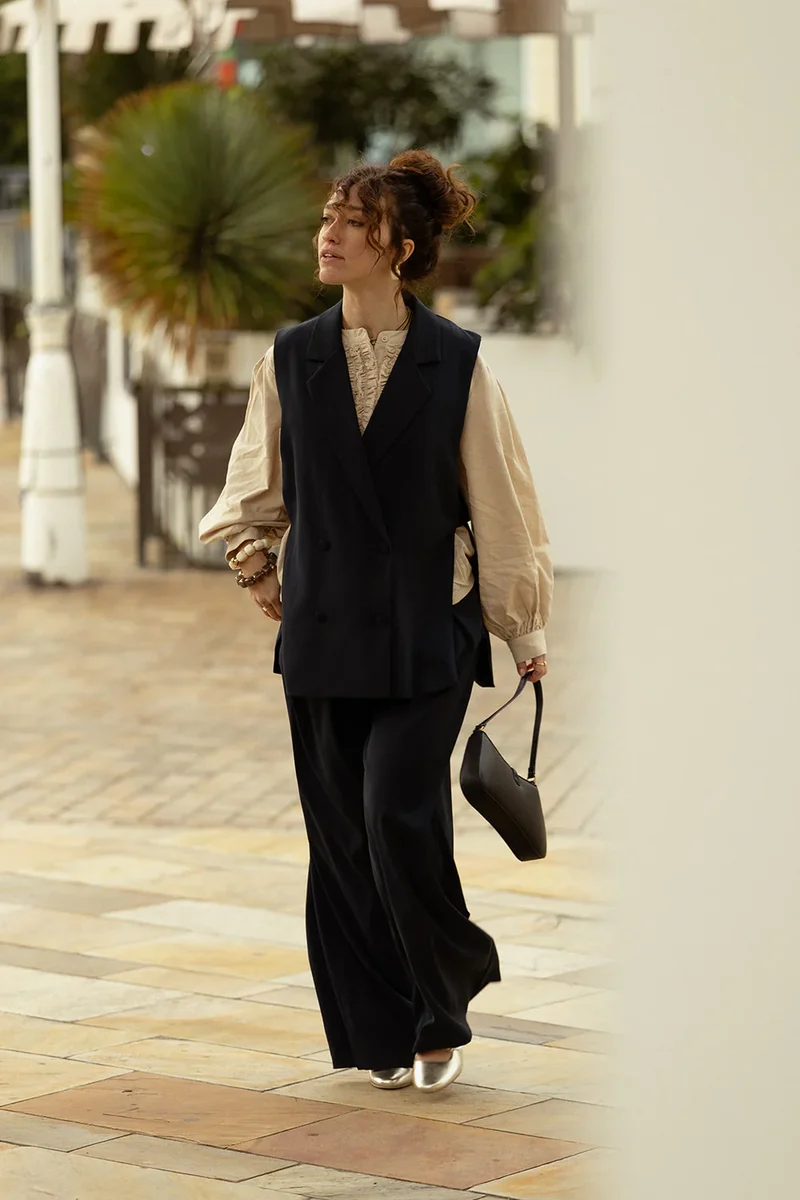 ANAE - Blazer Marine Long Sans Manches Uni