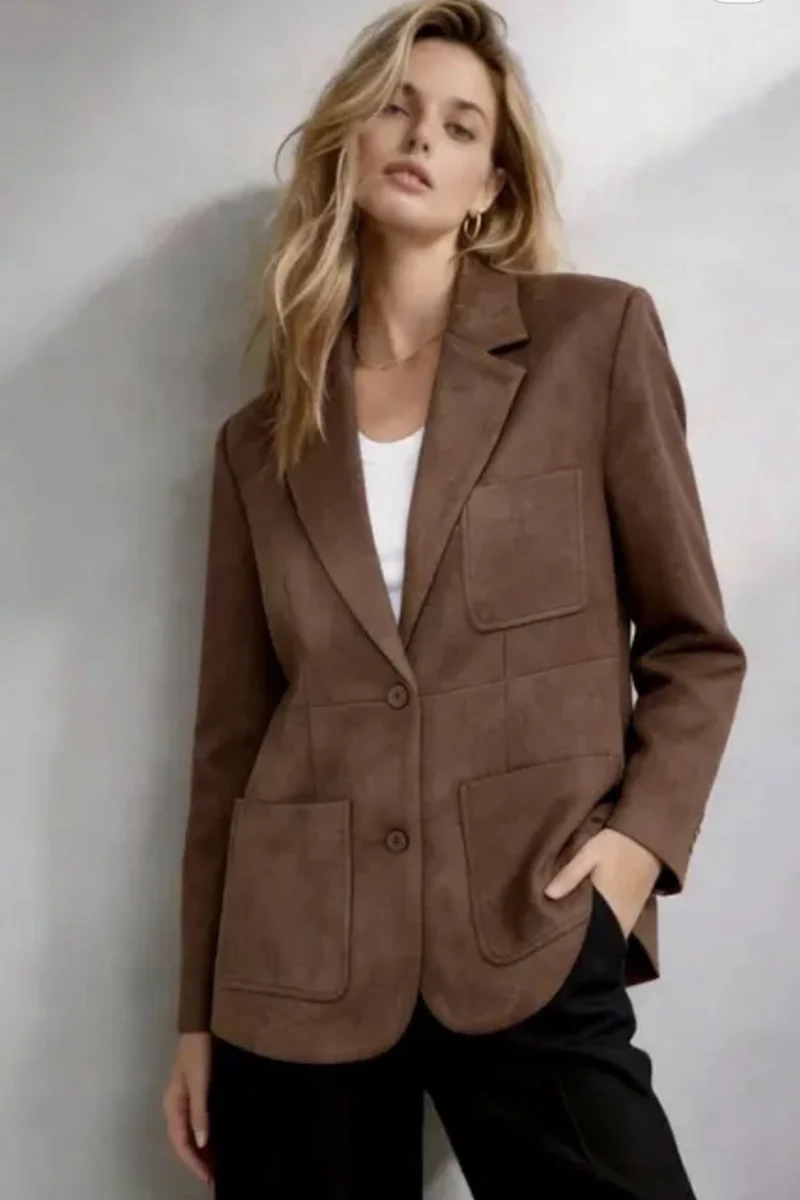 Veste Suédine Marron