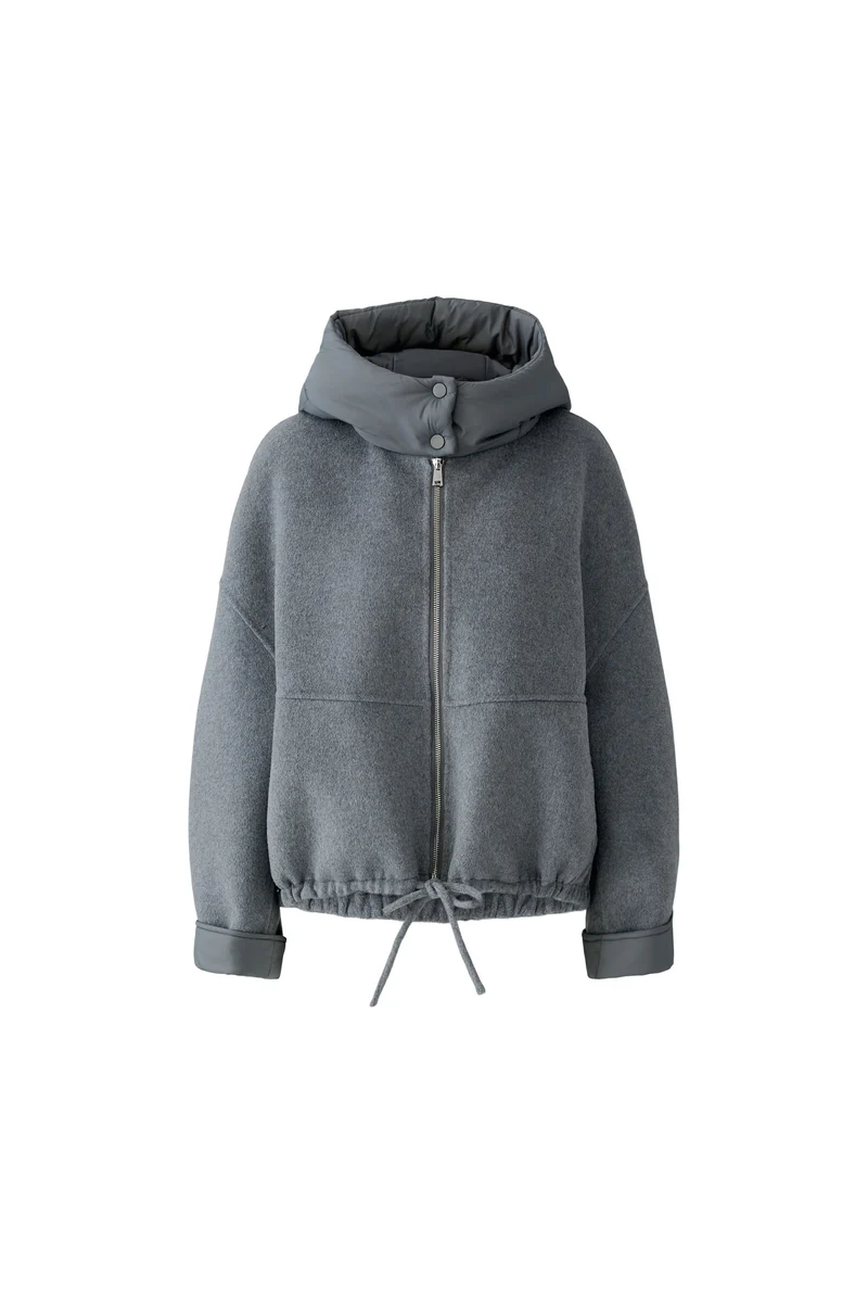 Manteau ample à capuchon matelassé