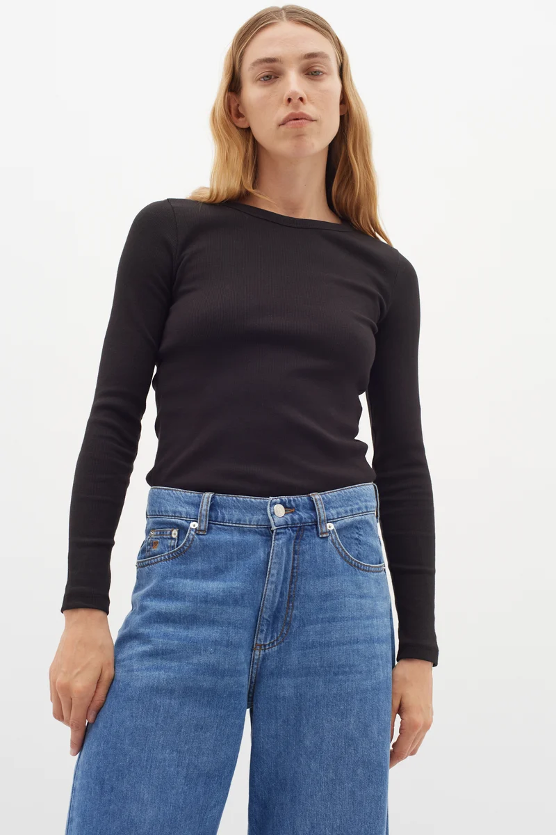 T-shirt ajusté en coton à manches longues