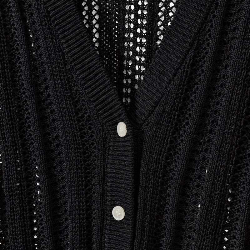 Cardigan Ayra en pointelle ajusté à col V