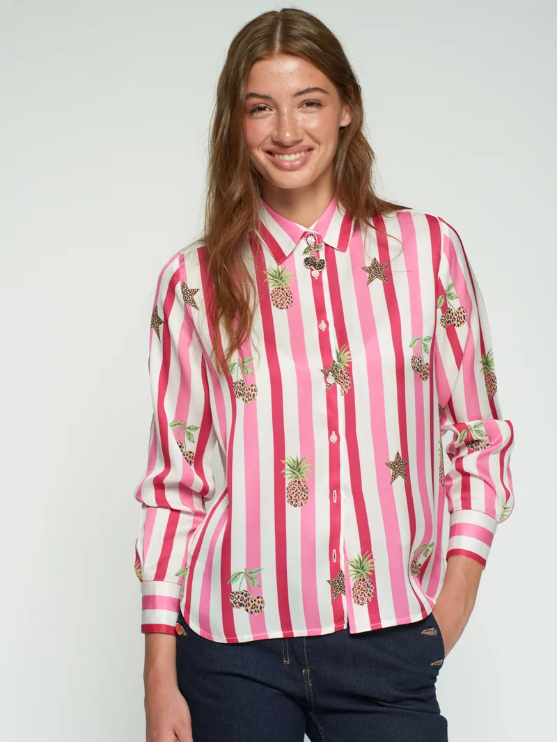 Chemise Isa à rayures et imprimés fantaisies