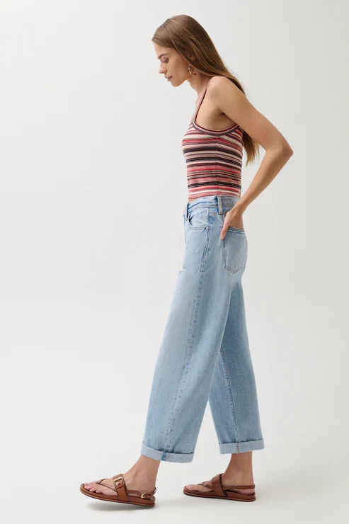 Jeans Donny à taille mi-haute et revers