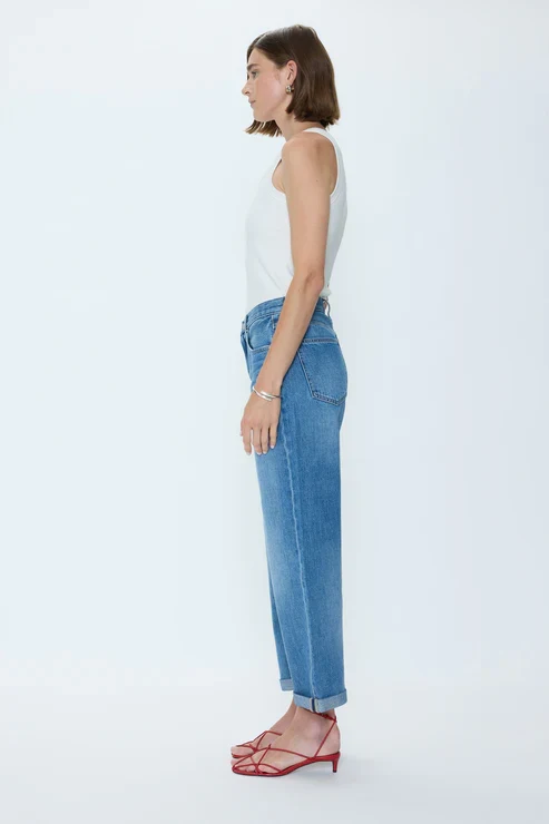 Jeans Donny à taille mi-haute et revers
