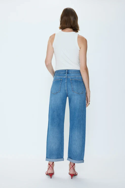 Jeans Donny à taille mi-haute et revers