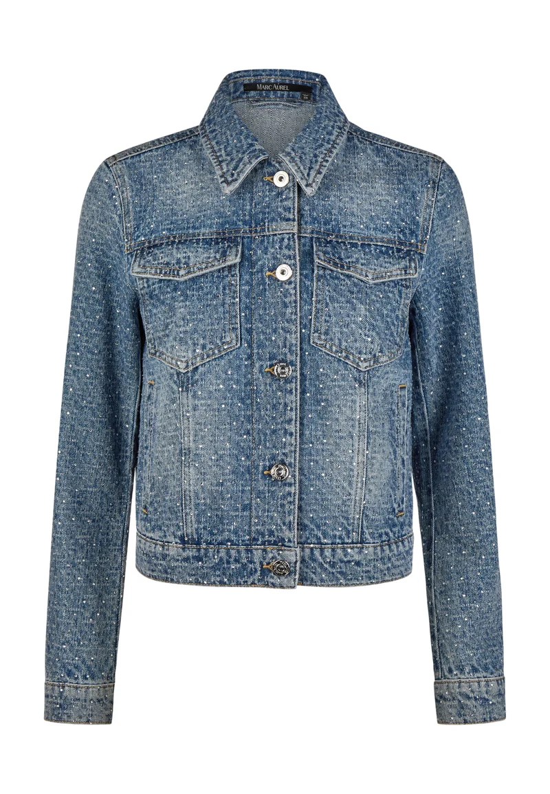 Veste courte denim et texturée