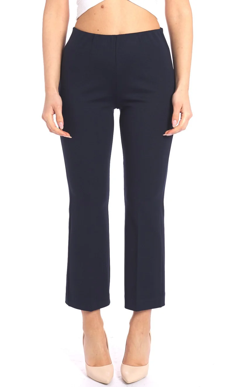 Pantalon marine droit avec taille élastique