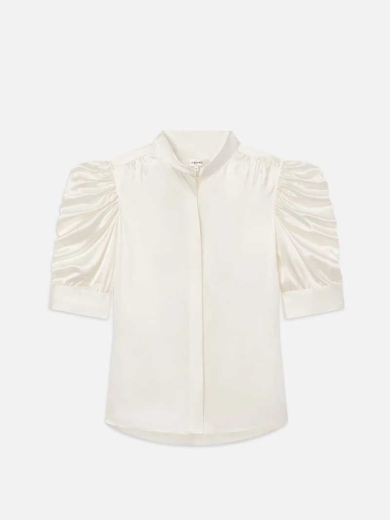 Blouse en soie à manches bouffantes courtes Gillian
