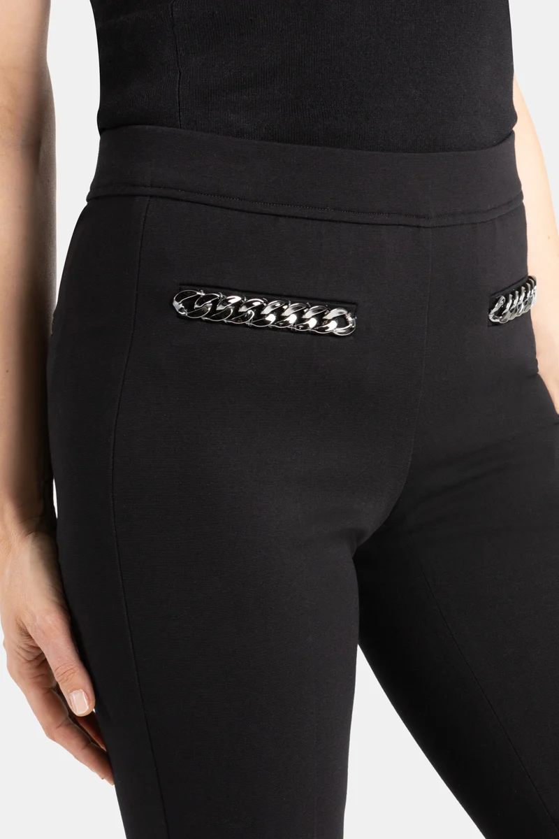 Pantalon extensible avec boutons et jambe évasée - Francis - Noir