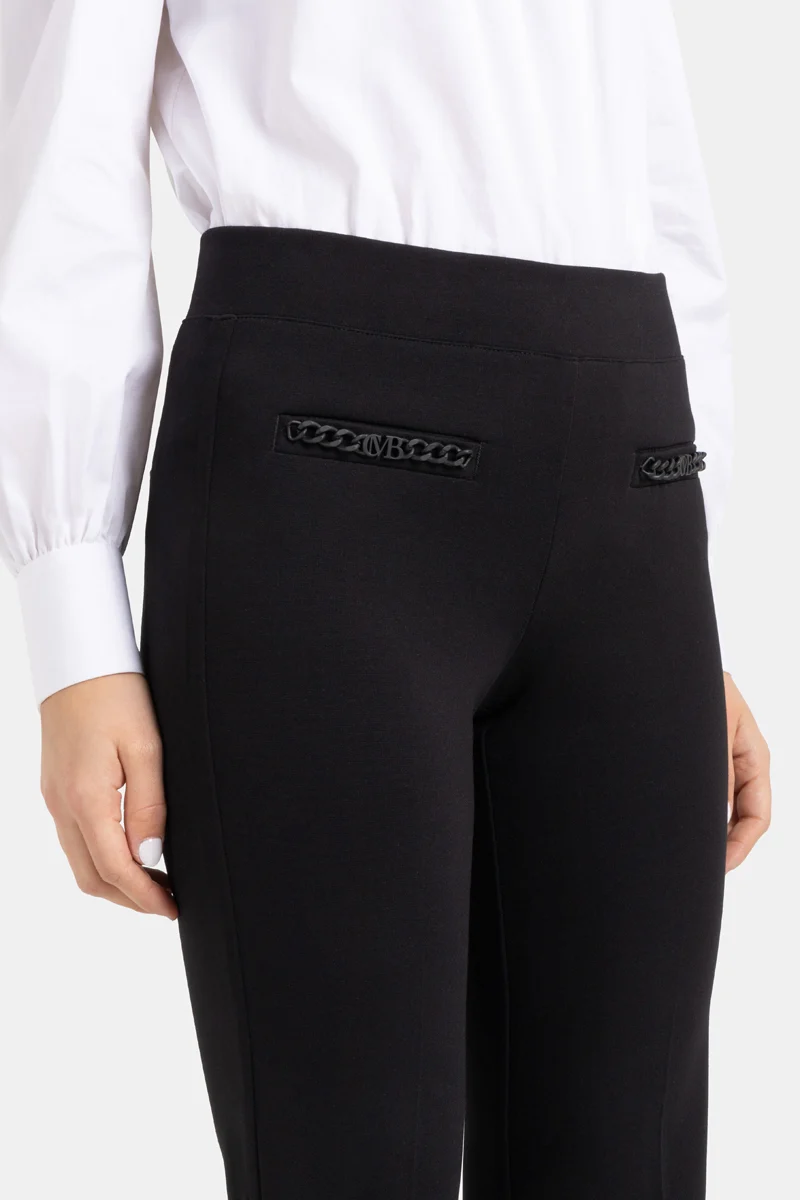 Pantalon extensible avec boutons et jambe évasée - Francis - Noir
