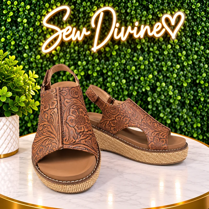 Corkeys Volta II Cognac Embossed Floral