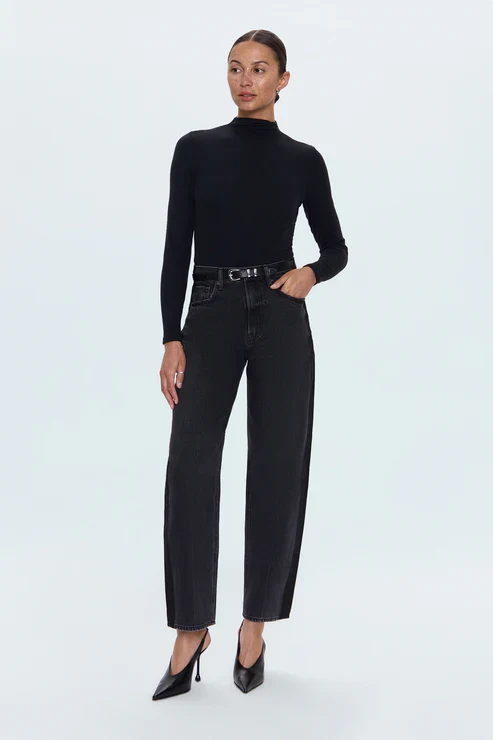 Jeans à taille haute et coupe barrel Wes
