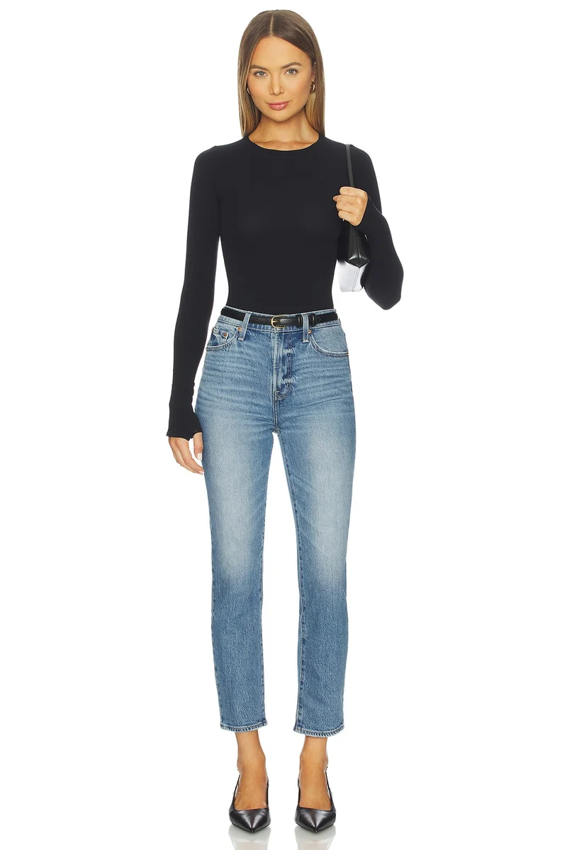 Jeans ajusté à taille haute Bri