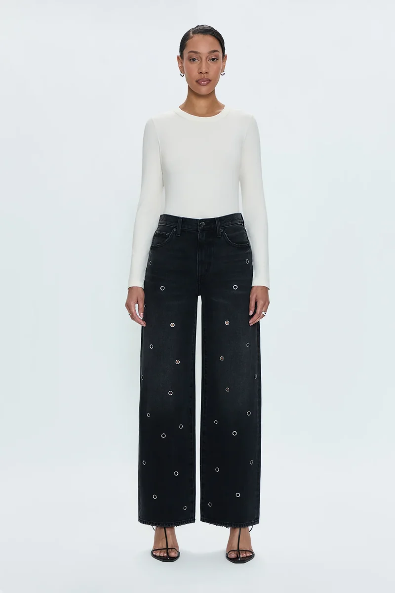 Jeans baggy avec oeillets métalliques Hendrix
