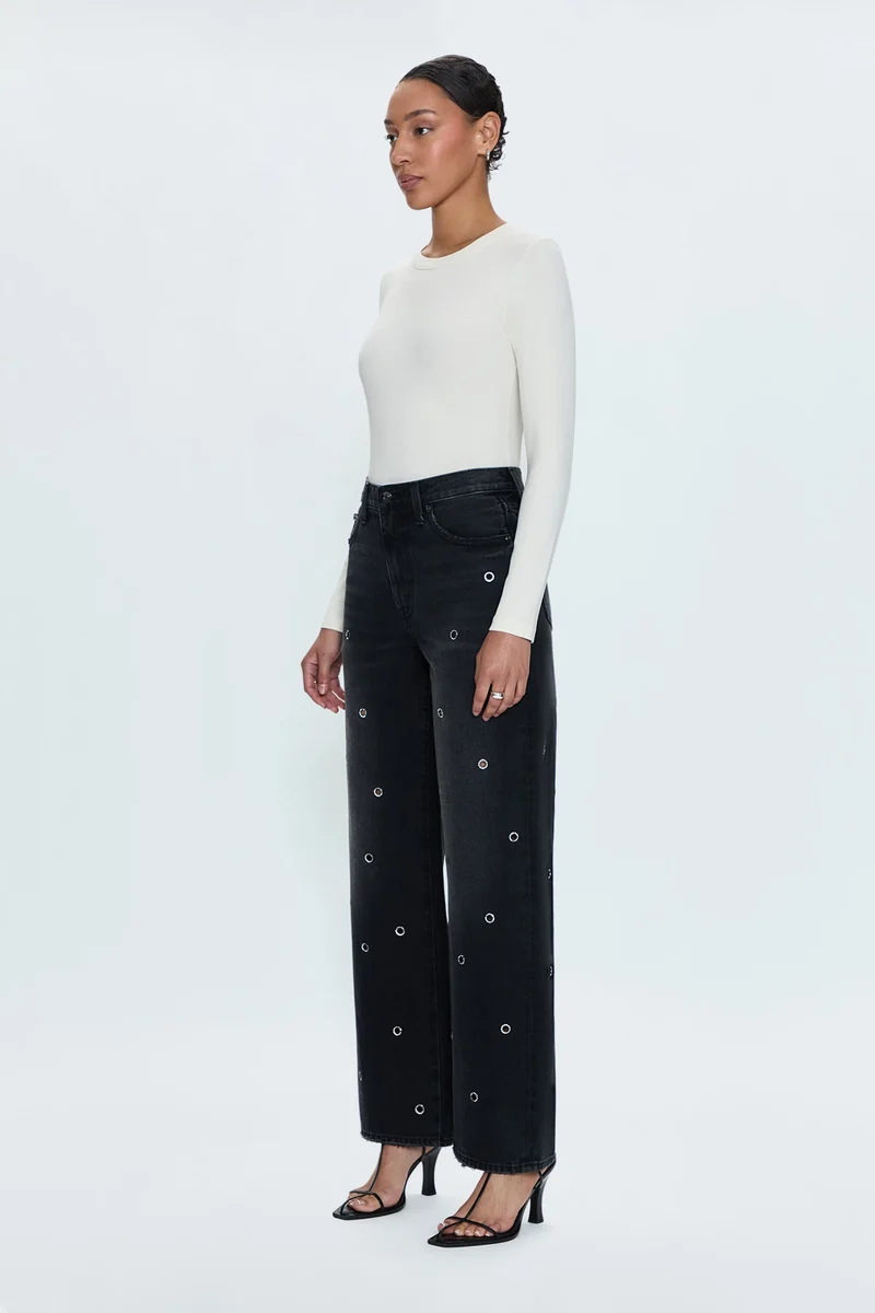 Jeans baggy avec oeillets métalliques Hendrix