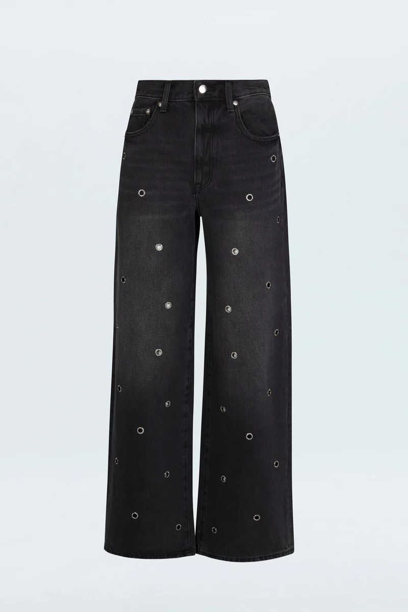 Jeans baggy avec oeillets métalliques Hendrix