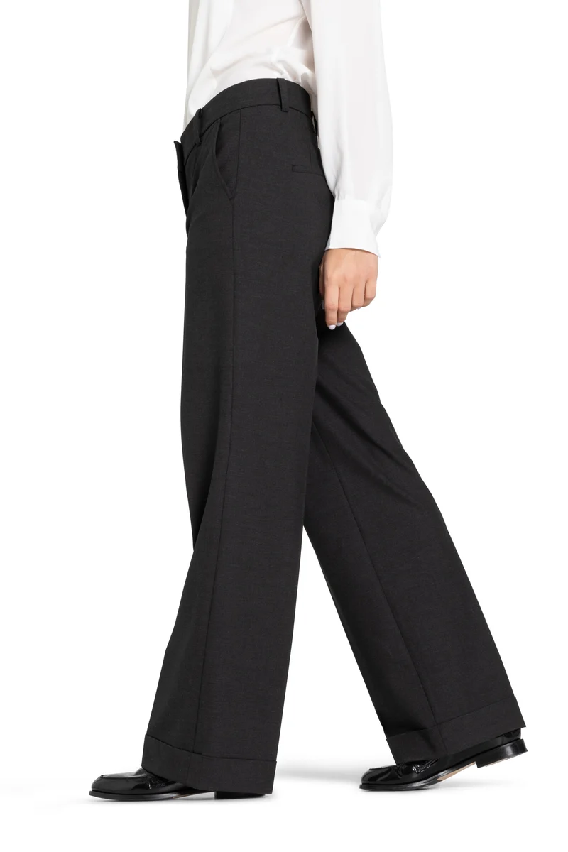 Pantalon droit plissé à revers Grace