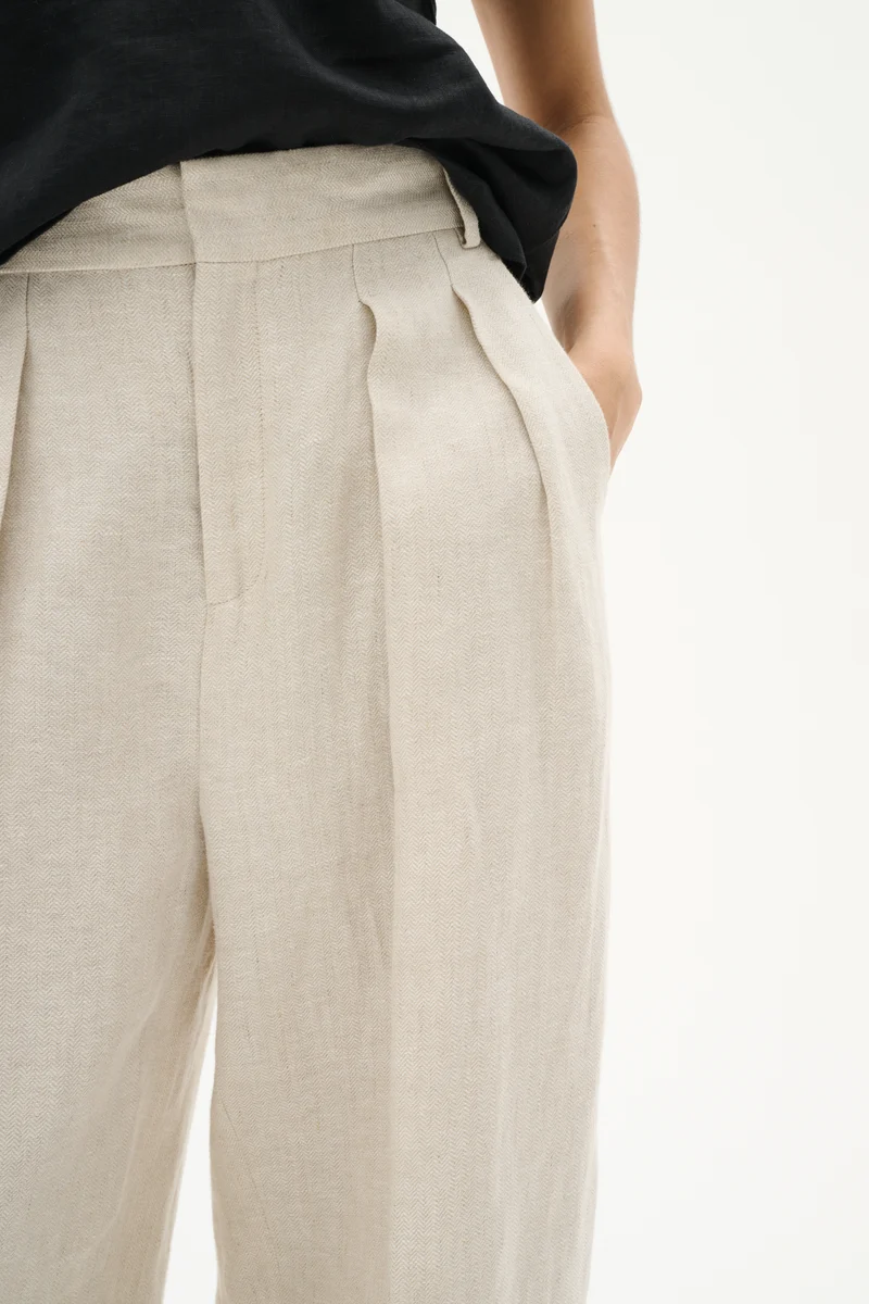 Pantalon en lin ample plissé Yaiza