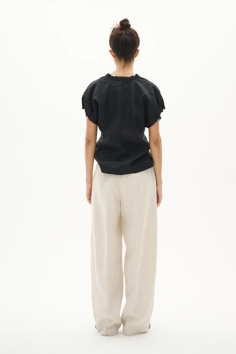 Pantalon en lin ample plissé Yaiza