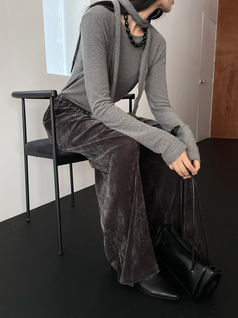Lucysalon Velvet Wide-Leg Pants