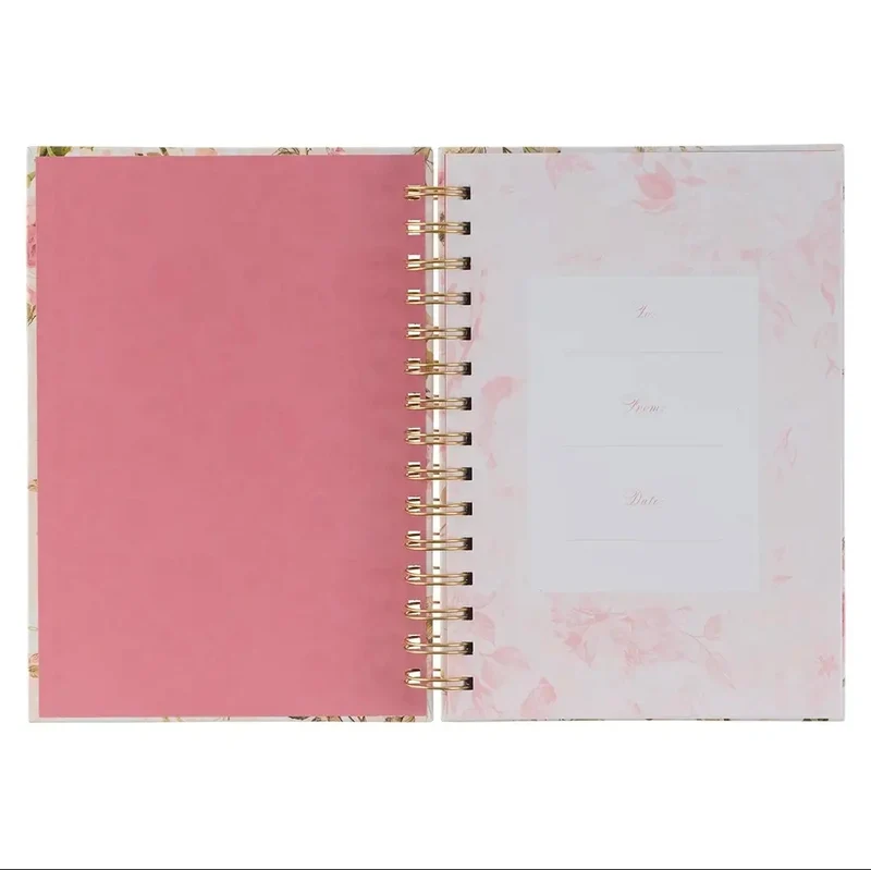 Christian Art Gifts: Journal Wirebound Floral, His Grace 2 Cor. 12:9