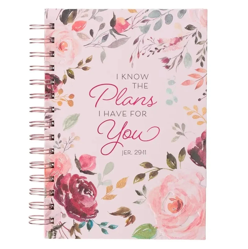 Christian Art Gifts: Journal Wire-Bound Pink Floral Jer. 29:11