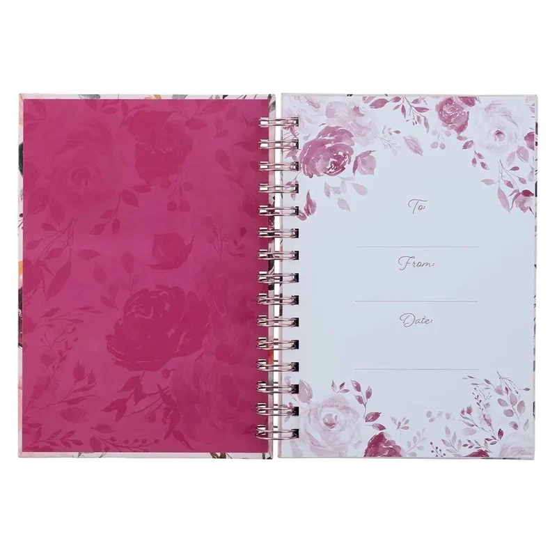 Christian Art Gifts: Journal Wire-Bound Pink Floral Jer. 29:11