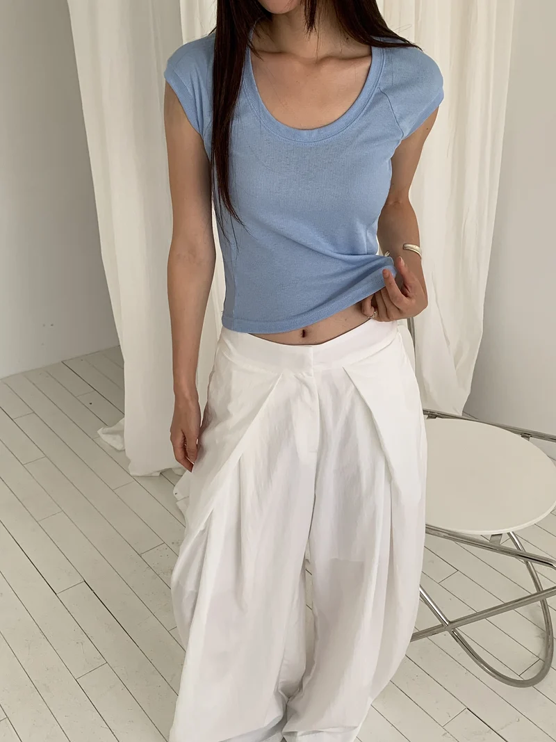 Vivel High Waist Deep Pleat Wide Leg Pants