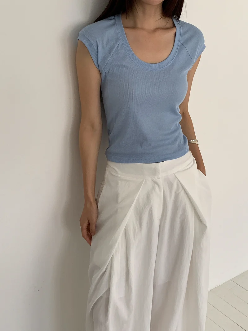 Vivel High Waist Deep Pleat Wide Leg Pants