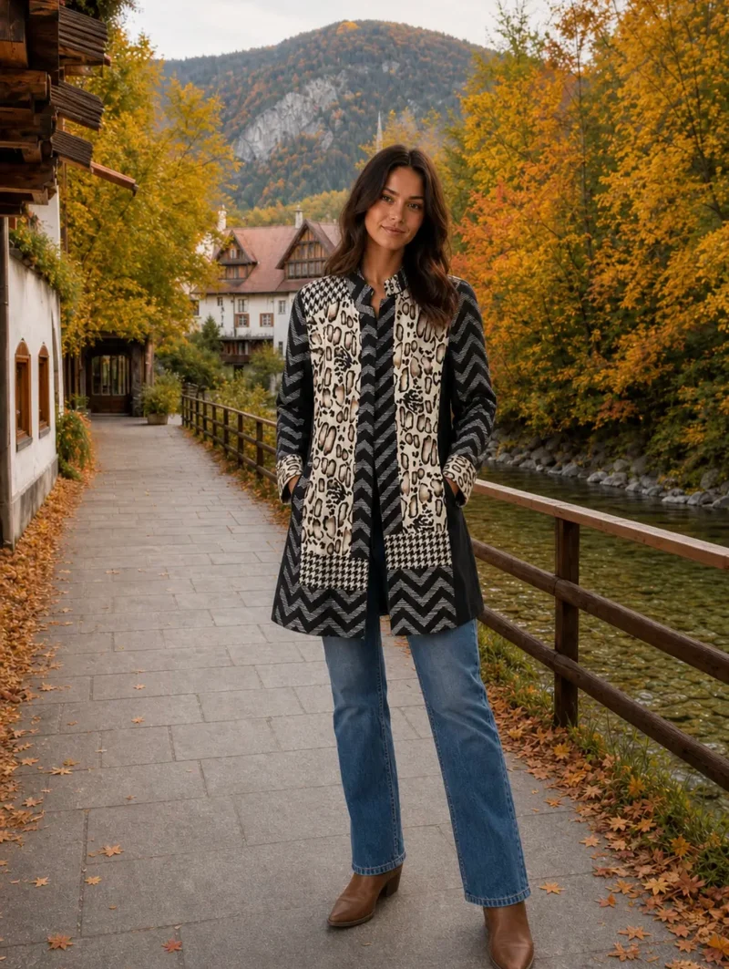 LTX Mixed Print Long Sleeve Jacket